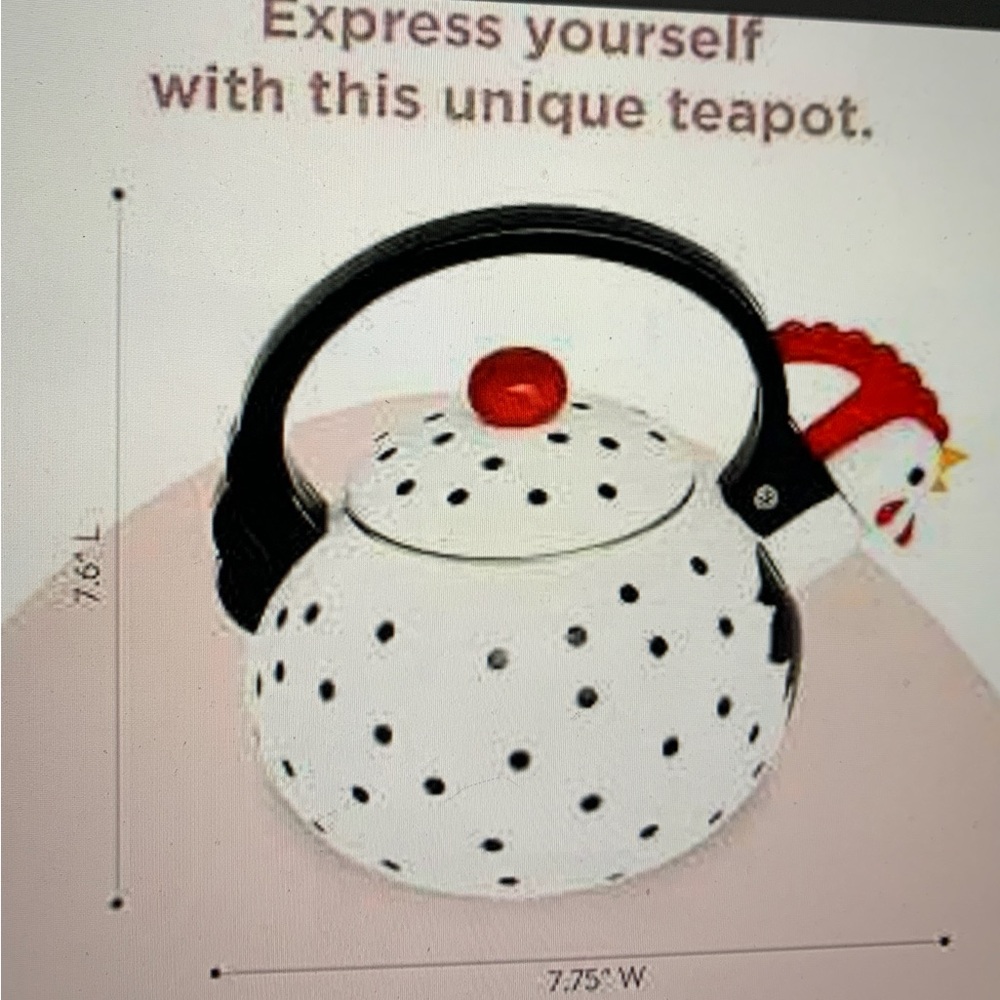Home-X White Rooster Whistling Tea Kettle - Picture 3 of 4